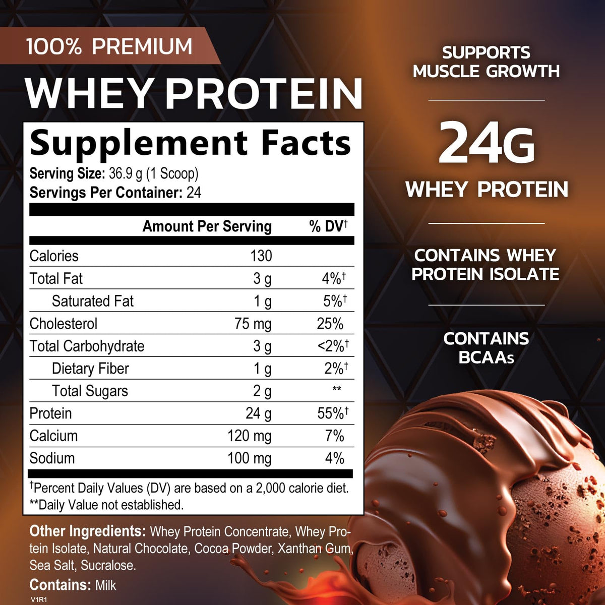 Nature's Premium 100% Whey Protein Powder, 24g of Protein, Double Rich Chocolate Nature's PeakBuy Supplements Australia