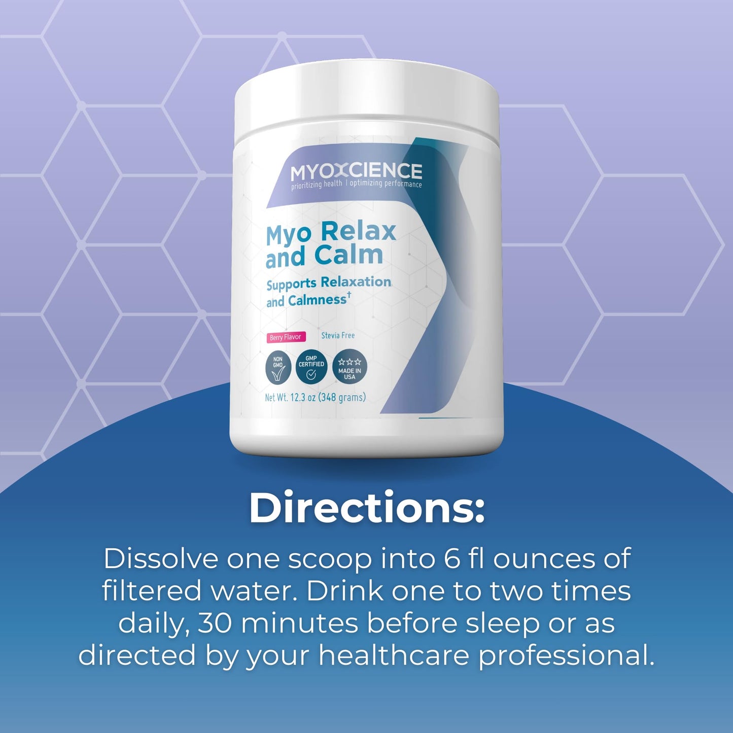 MYOXCIENCE Myo Relax & Calm | Myo-Inositol, L-Theanine, Taurine, Magnesium & GABA | Supports Sleep, Neurotransmitter & Hormone Support (Berry Flavor) (60 Servings) MYOXCIENCE buy supplements Au