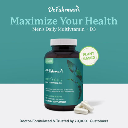 Dr. Fuhrman 2 Month Supply Multivitamin for Men + D3 Vitamin for Immune Support | Vegan Formula Womens Multivitamin with B12 & Zinc | Dr. Fuhrman