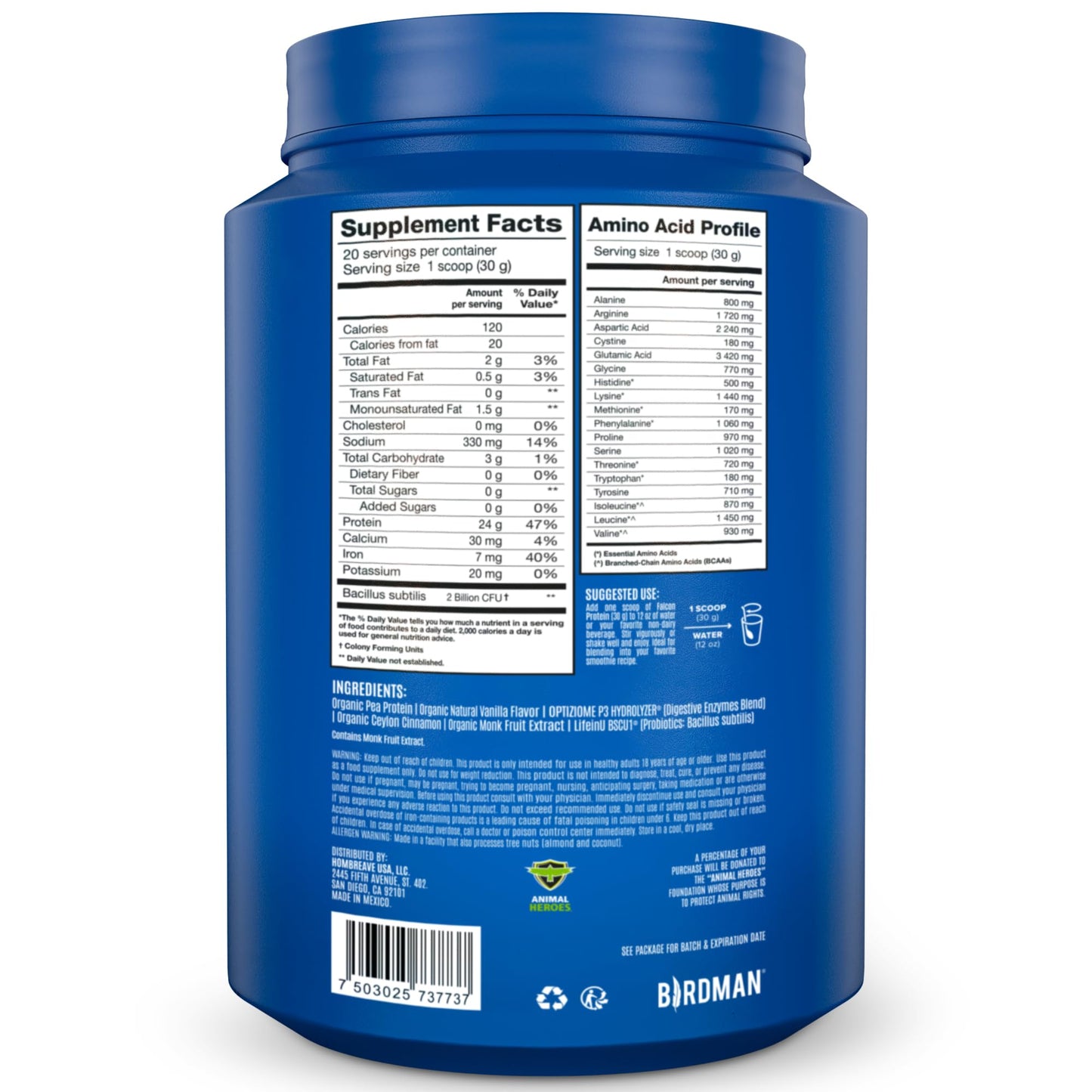 BIRDMAN Falcon Vegan Protein Powder Organic, Stevia & Sugar Free, Plant Based Protein BIRDMANBuy Supplements Australia