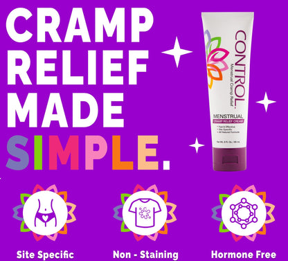 CONTROL, Menstrual Cramp Relief Cream, Topical Pain Relief for Period Cramps and PMS, Period Relief Products, Fast and Effective, Easy to Use, Safe for All Ages, Hormone Free, All Natural, 3 oz Tube. CONTROLBuy Supplements Australia