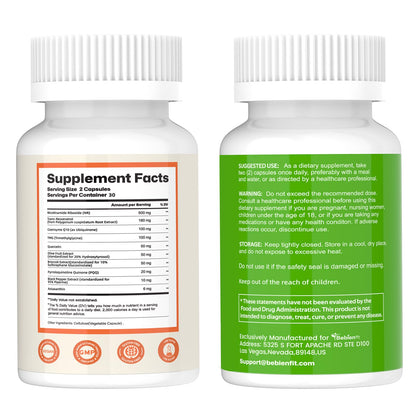 Nad Supplement for Healthy Aging | Energy| Antioxidant| Skin Health| Focus ,10-in-1 Formula with NR,Trans-Resveratrol,CoQ10,Astaxanthin,PQQ,TMG,Quercetin,Olive Fruit Nad+ for Women Men,60 Vegan Caps Bebien fitBuy Supplements Australia