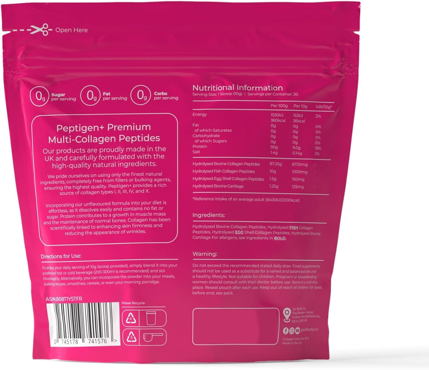 SoBodyCo Premium Collagen Supplement, Unique 5 Types of Collagen Powder, 300000mg, Collagen Peptides, Collagen So Body CoBuy Supplements Australia