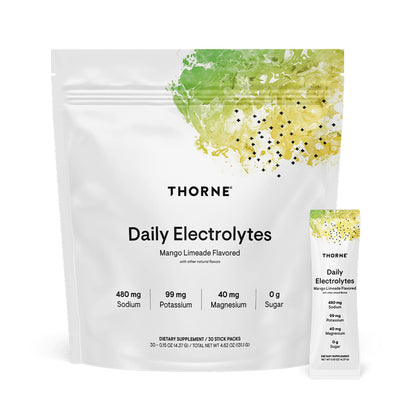 THORNE - Daily Electrolytes - Zero Sugar & Low-Calorie Electrolyte Powder Drink Mix - Flavors Derived from Natural Sources - NSF Certified for Sport - Mango Limeade - 30 Stick Packs THORNEBuy Supplements Australia