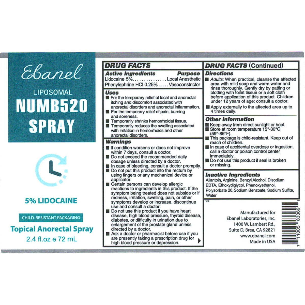 Ebanel Bundle of Lidocaine Numbing Spray, and Hemorrhoid Master Ebanel buy supplements Au