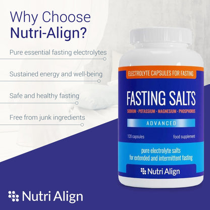 Nutri-Align Fasting Salts Electrolytes Advanced, 120 Capsules | Sodium Potassium Magnesium Phosphorus | Pure Fasting Electrolytes | Sugar Free & Filler Free Nutri-AlignBuy Supplements Australia