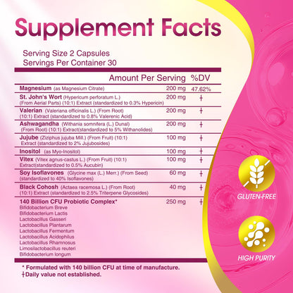 Menopause Supplements for Women, 140 Billion CFU Probiotics, 18-in-1 Menopause Relief with Magnesium, Black Cohosh, Inositol, Hormone Harmony for Women, Night Sweats, Mood Swings, Immunity - 60 Caps BIKAYALUEBuy Supplements Australia