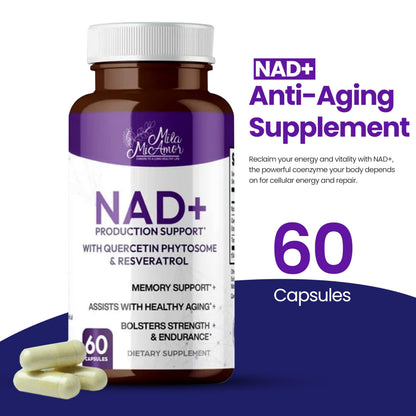 Mila Miamor NAD+ for Cellular Energy & Anti-Aging Supplement| Boost Focus, Vitality & Mitochondrial Function | Supports DNA Repair, Brain Health & Endurance | Non-GMO, Gluten-Free | 60 Capsules Mila MiamorBuy Supplements Australia