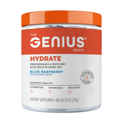 The Genius Brand Genius Hydrate - Electrolyte Supplement for Daily Hydration - Coconut Water - Sugar-Free - 8 Essential Minerals & Nutrients - Non-GMO - Blue Raspberry - 50 Servings The Genius BrandBuy Supplements Australia