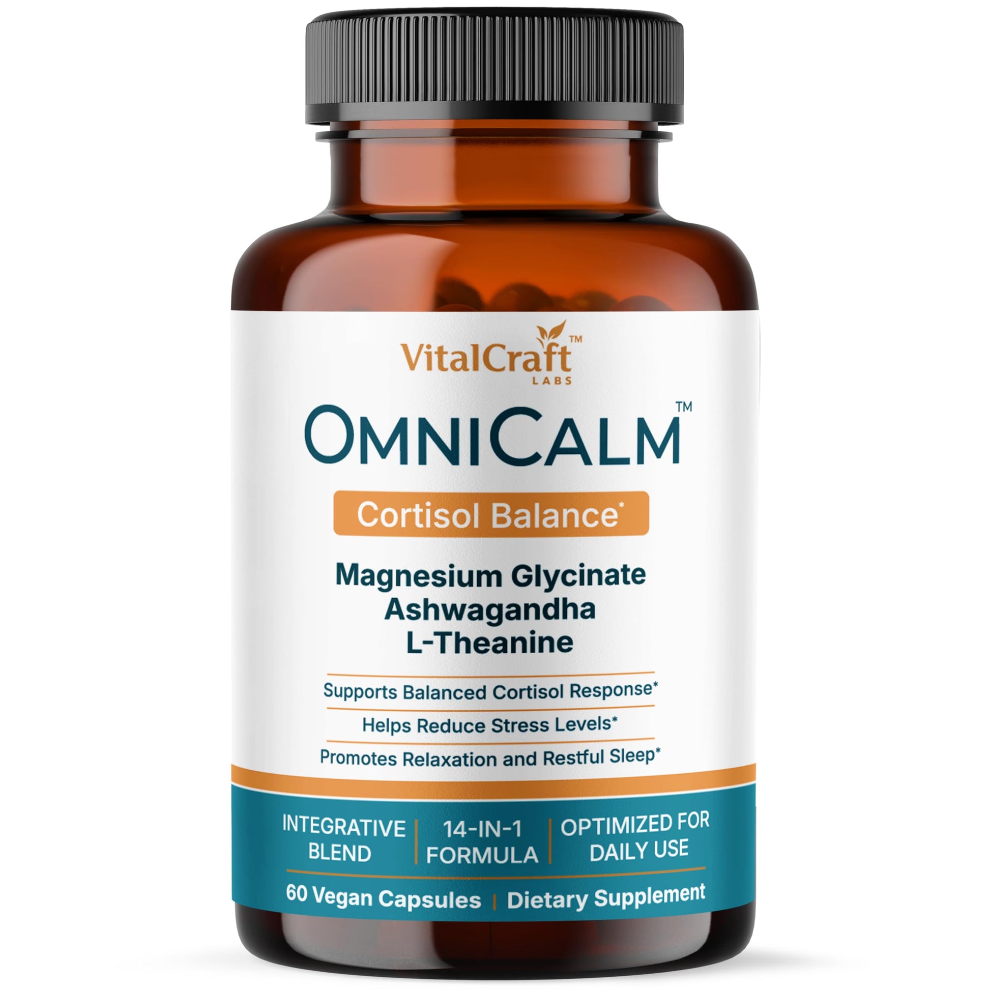 VITALCRAFT LABS OmniCalm Cortisol Supplements for Women & Men | Stress Relief & Sleep Support with Magnesium & Ashwagandha, L Theanine | 14-in-1 Cortisol Reducer, Manager, Detox – USA VITALCRAFT LABSBuy Supplements Australia