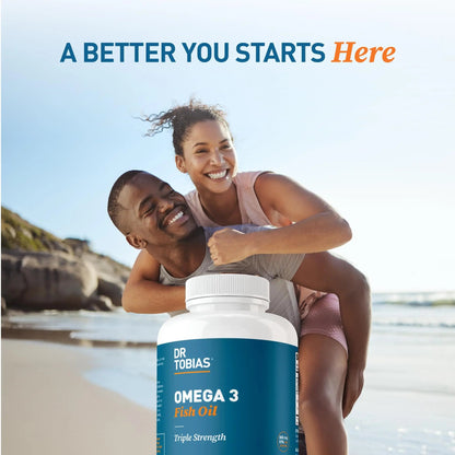 Dr. Tobias Omega 3 Fish Oil 2000mg Triple Strength with 800mg EPA 600mg DHA Per Serving | Fish Oil Omega 3 Supplements for Heart Brain & Immune Support - 180 Softgels (90 Servings) Dr. TobiasBuy Supplements Australia