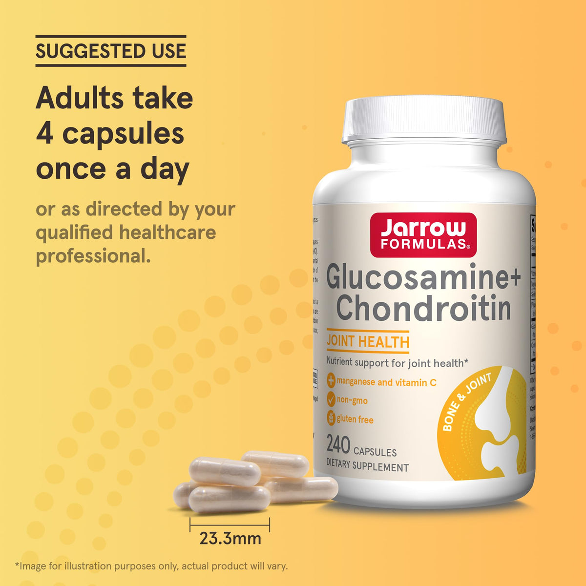 Jarrow Formulas Glucosamine + Chondroitin - 240 Capsules - Nutrient Support - Dietary Supplement for Joint Health - with Vitamin C & Manganese - 60 Servings Jarrow FormulasBuy Supplements Australia