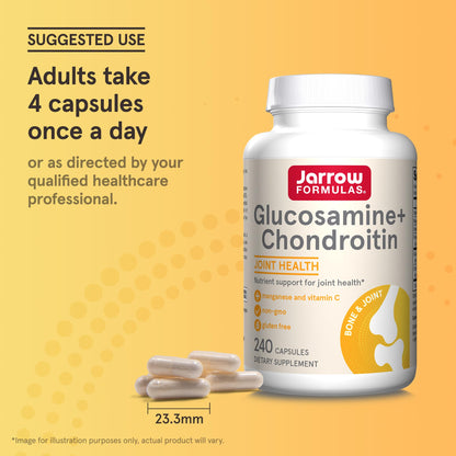Jarrow Formulas Glucosamine + Chondroitin - 240 Capsules - Nutrient Support - Dietary Supplement for Joint Health - with Vitamin C & Manganese - 60 Servings Jarrow FormulasBuy Supplements Australia
