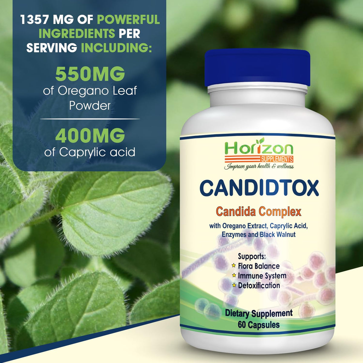 Candida Cleanse Support and Detox with Natural Herbs, probiotics and Oregano Oil Horizon SupplementsBuy Supplements Australia