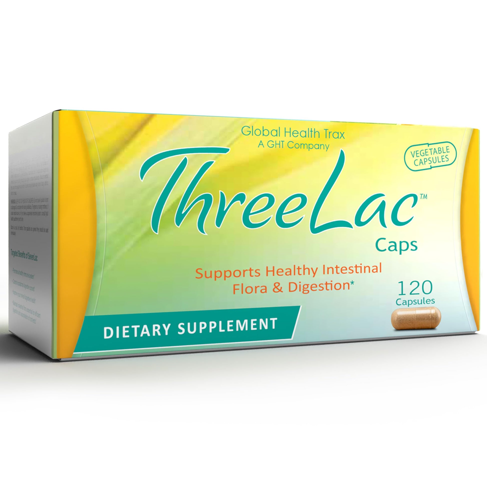 Global Health Trax GHT - ThreeLac Probiotic Capsules, 120 Count - Comprehensive Digestive Support for Men, Women, and Children - Immune System and Gut Balance, Non-GMO ght Global Health TraxBuy Supplements Australia
