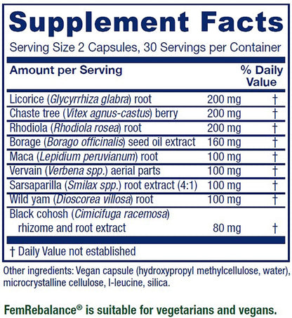 Vitanica FemRebalance, Hormone Balance Support for Women, Vegan, 60 Capsules VitanicaBuy Supplements Australia