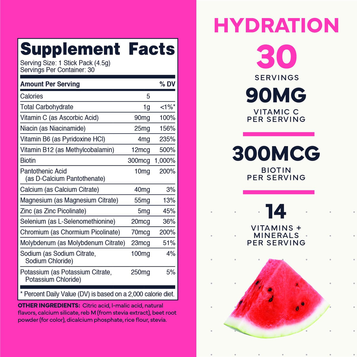 Type Zero Sugar Free Electrolytes Powder Packets + Clean Hydration Powder Stick Packs with 14 Vitamins and Minerals - Watermelon Flavor, 30 Servings Type ZeroBuy Supplements Australia