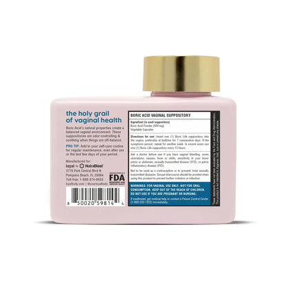Loyal Boric Life - Boric Acid Vaginal Suppositories - 600mg - Supports Odor Control - Promotes Vaginal LoyalBuy Supplements Australia