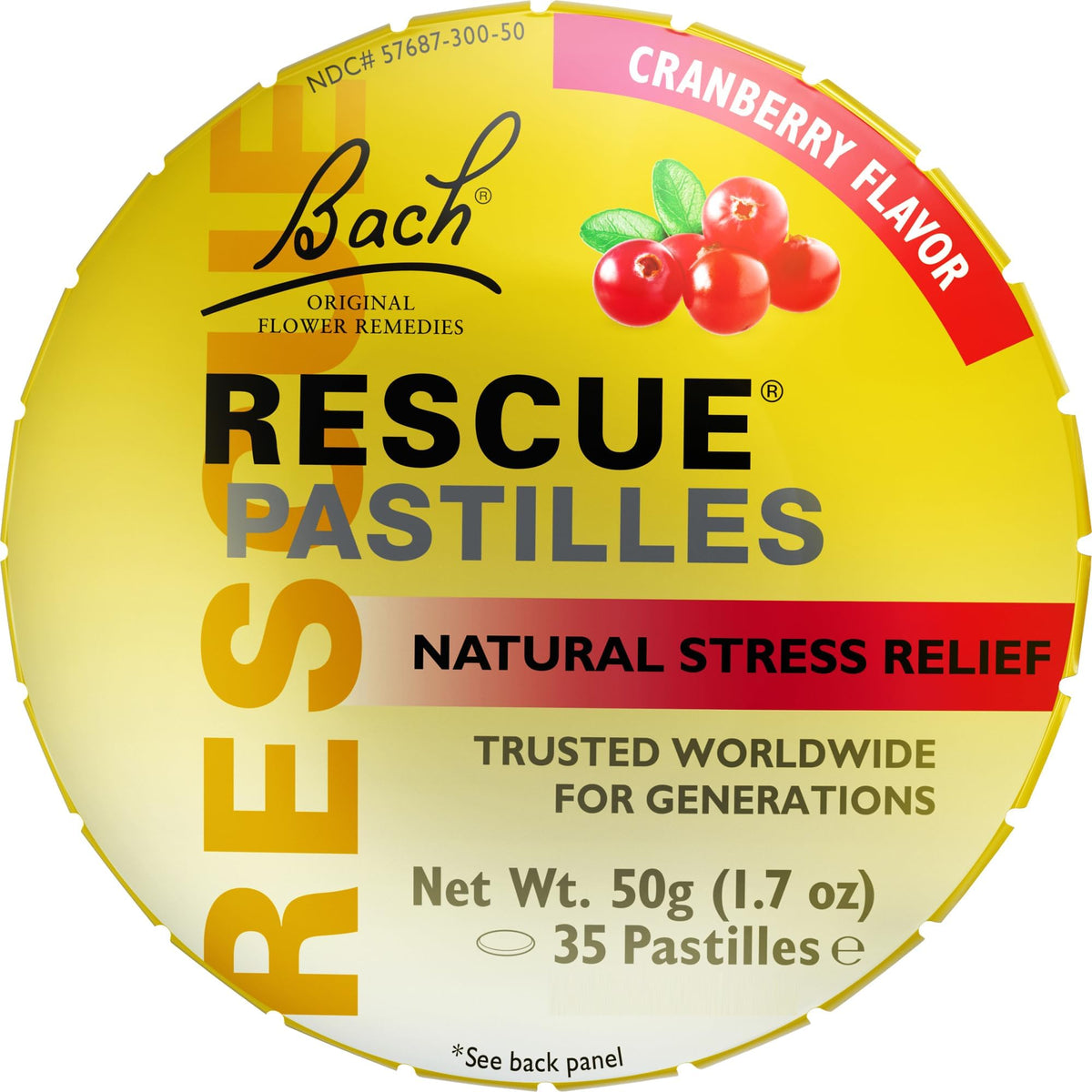 Rescue Bach PASTILLES, Cranberry Flavor, Stress Relief Lozenges, Homeopathic, Flower Eessences, 35 Count RESCUE buy supplements Au