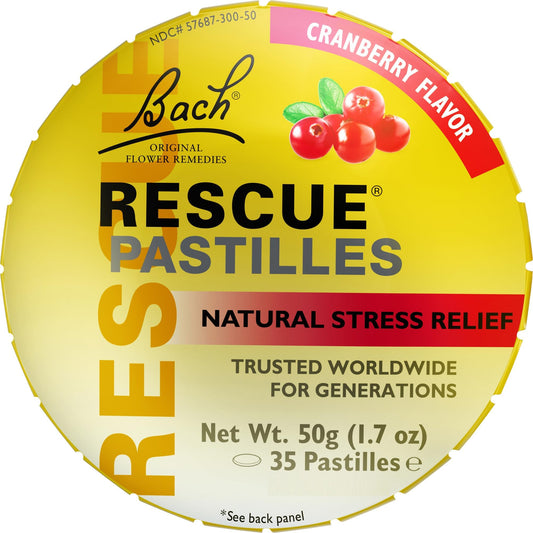 Rescue Bach PASTILLES, Cranberry Flavor, Stress Relief Lozenges, Homeopathic, Flower Eessences, 35 Count RESCUE buy supplements Au