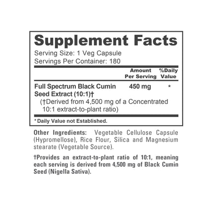 NusaPure Full Spectrum Black Cumin Seed 10:1 Extract, 450 mg Equivalent to 4,500mg 180 Veggie Powder Caps Non-GMO, Vegan Non-Oily NusaPureBuy Supplements Australia
