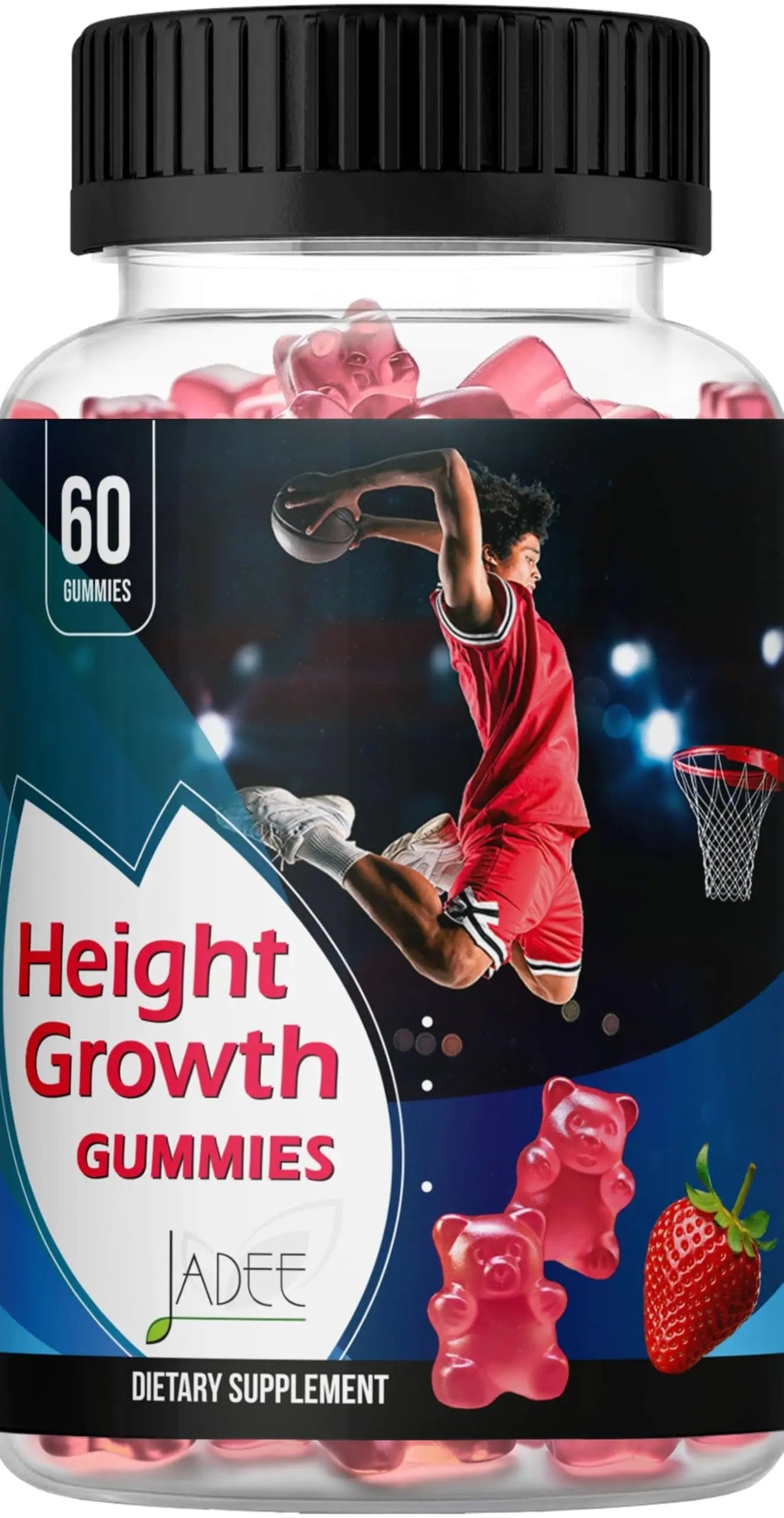 Jadee Height Growth Gummies for Teens & Kids Calcium 325mg, Teen Vitamins D3,K2,C, Magnesium, Ashwagandha, Zinc, L-Arginine Jadee