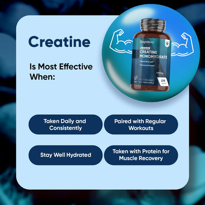 WeightWorld Micronized Creatine Monohydrate 3000mg Vegan Tablets | Muscle Strength & Recovery Booster | 3 Months Supply - 270 Tabs | Creatine for Women & Men | Non-GMO, Gluten-Free | 3 Tablets a Day WeightWorldBuy Supplements Australia
