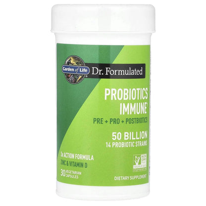 Garden of Life Dr. Formulated Pre, Post & Probiotics Immune Support with Prebiotics & Postbiotics – 50 Billion CFU, Gut & Digestive Health Support, Zinc & Vitamin D3, Vegan, 30 Day Supply Garden of LifeBuy Supplements Australia