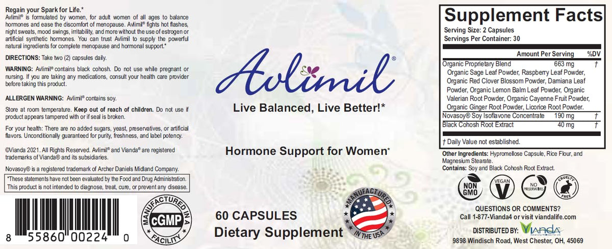 Avlimil Hormone Balance & Menopause | Relief from Mood Swings, Hot Flashes, Night Sweats & Irritability AvlimilBuy Supplements Australia