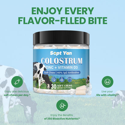 Colostrum Soft Chew Supplement (3000mg + 40% IgG), Concentrated Bovine Colostrum SEPT YANBuy Supplements Australia