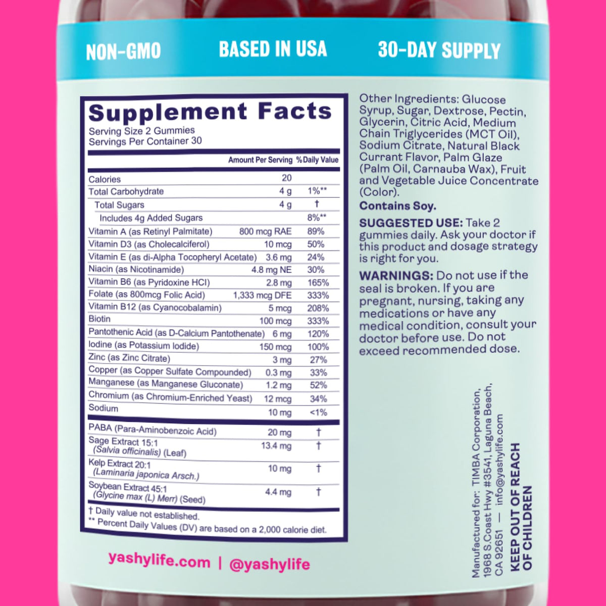 Yashy Gummies for Menopause | Hormone-Free Supplements for Women | Clinically Backed | 30 Servings | Helps Alleviate Hot Flashes, Night Sweats, & Mood Swings | Supports Libido | BlackBerry Flavor YASHYBuy Supplements Australia