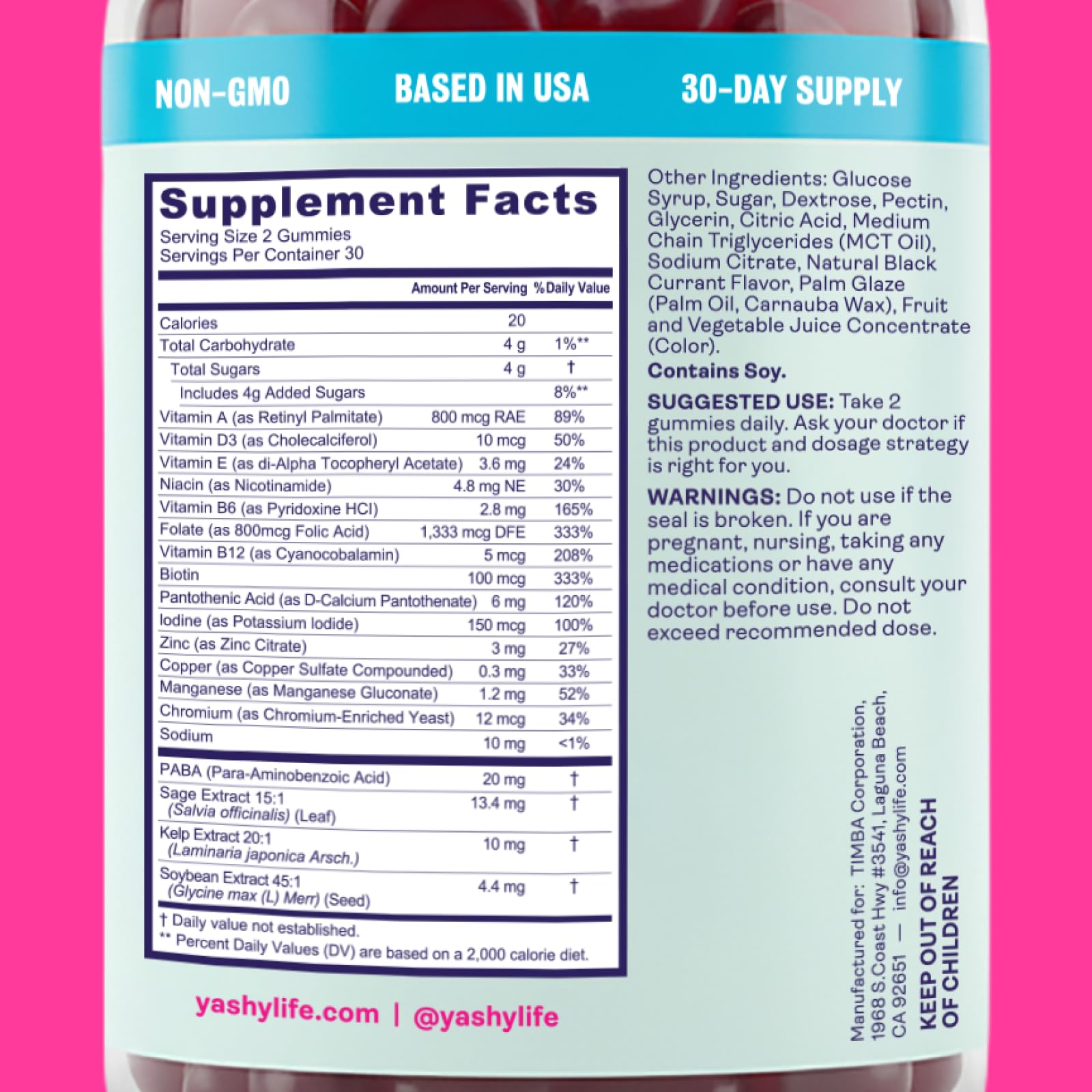 Yashy Gummies for Menopause | Hormone-Free Supplements for Women | Clinically Backed | 30 Servings | Helps Alleviate Hot Flashes, Night Sweats, & Mood Swings | Supports Libido | BlackBerry Flavor YASHYBuy Supplements Australia