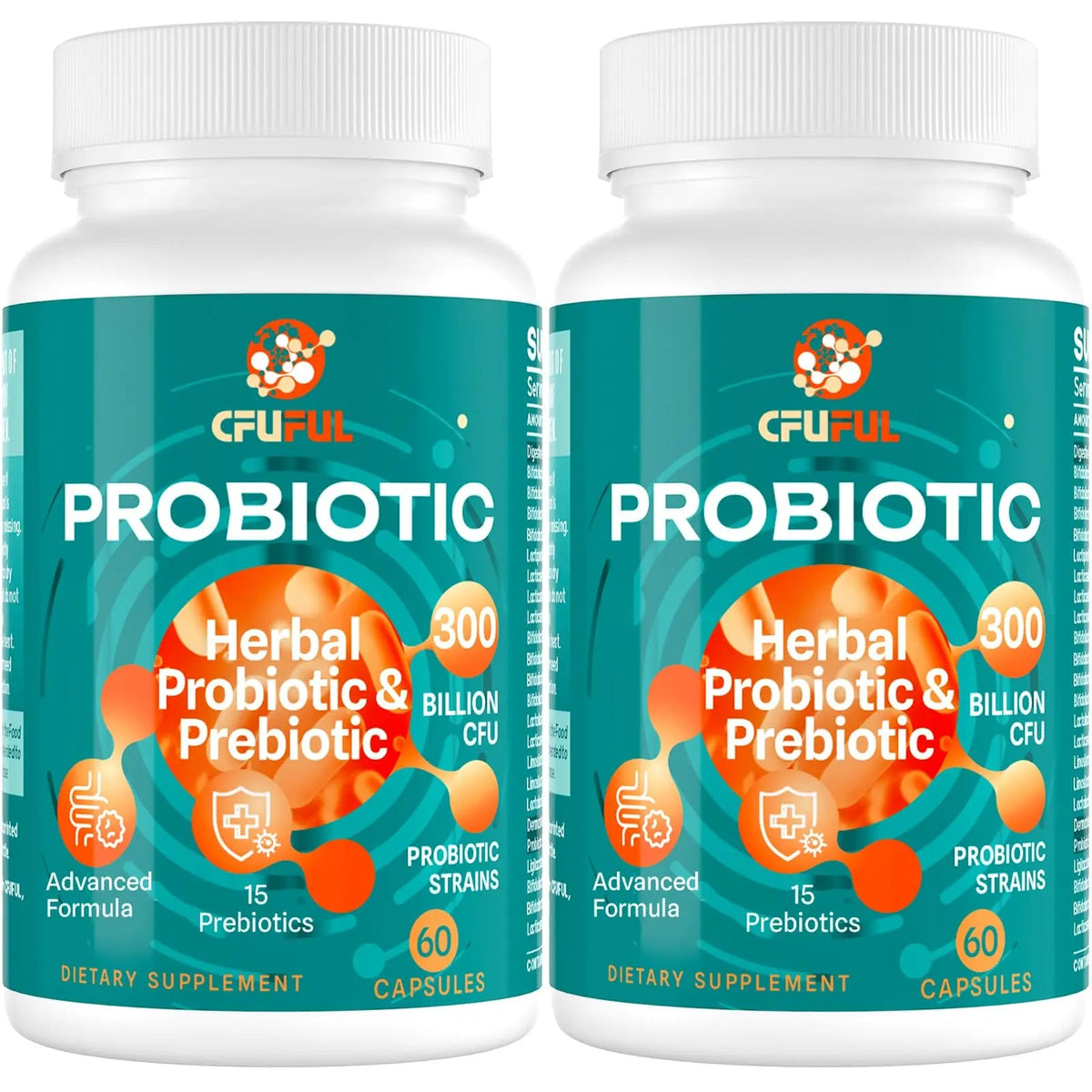 Probiotics for Women & Men - 300 Billion CFU, 24 Strains Probiotic + 15 Organic Herbs Prebiotics Blend, for Overall Digestive Gut Health, Immune, Constipation & Bloating, Shelf Stable - 4 Month Supply CfufulBuy Supplements Australia