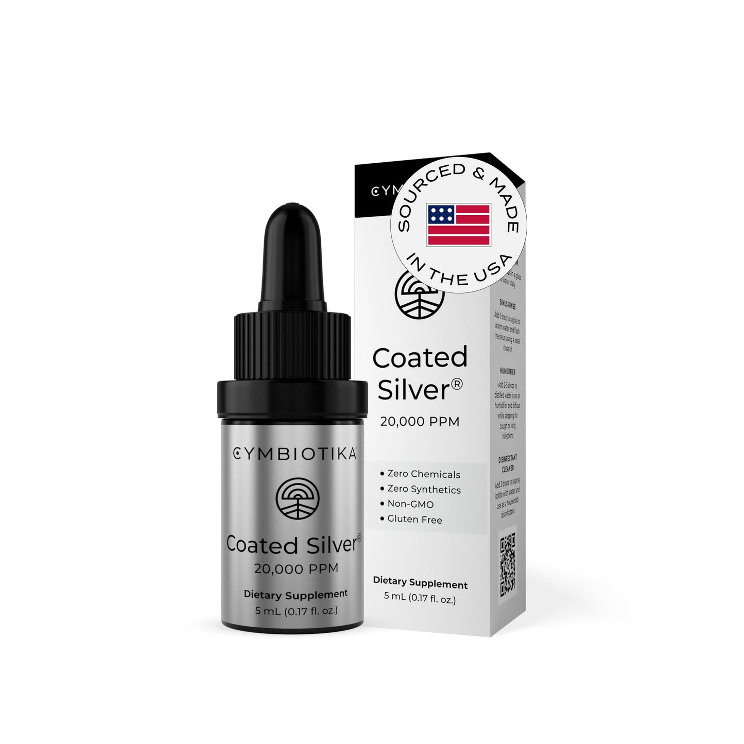 CYMBIOTIKA Colloidal Silver Liquid Supplement with Coated Silver, 20,000 PPM Mineral Concentrate, Immune Support Supplement for Adults, Easy to Use, 5 ml CYMBIOTIKABuy Supplements Australia