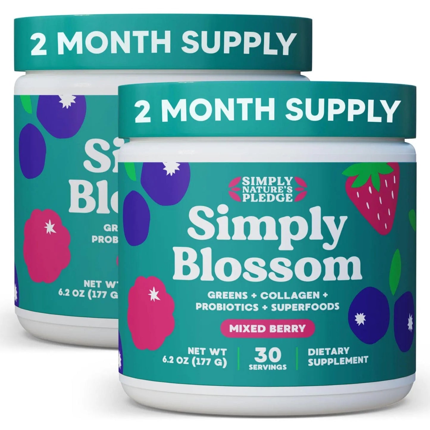 Simply Blossom Nutrition - Daily Greens & Superfood Powder + Collagen + Probiotics for Women's Digestive Health & Bloating Relief. Help Your Health Bloom - 2 Month Supply Simply Nature's Pledge buy supplements Au