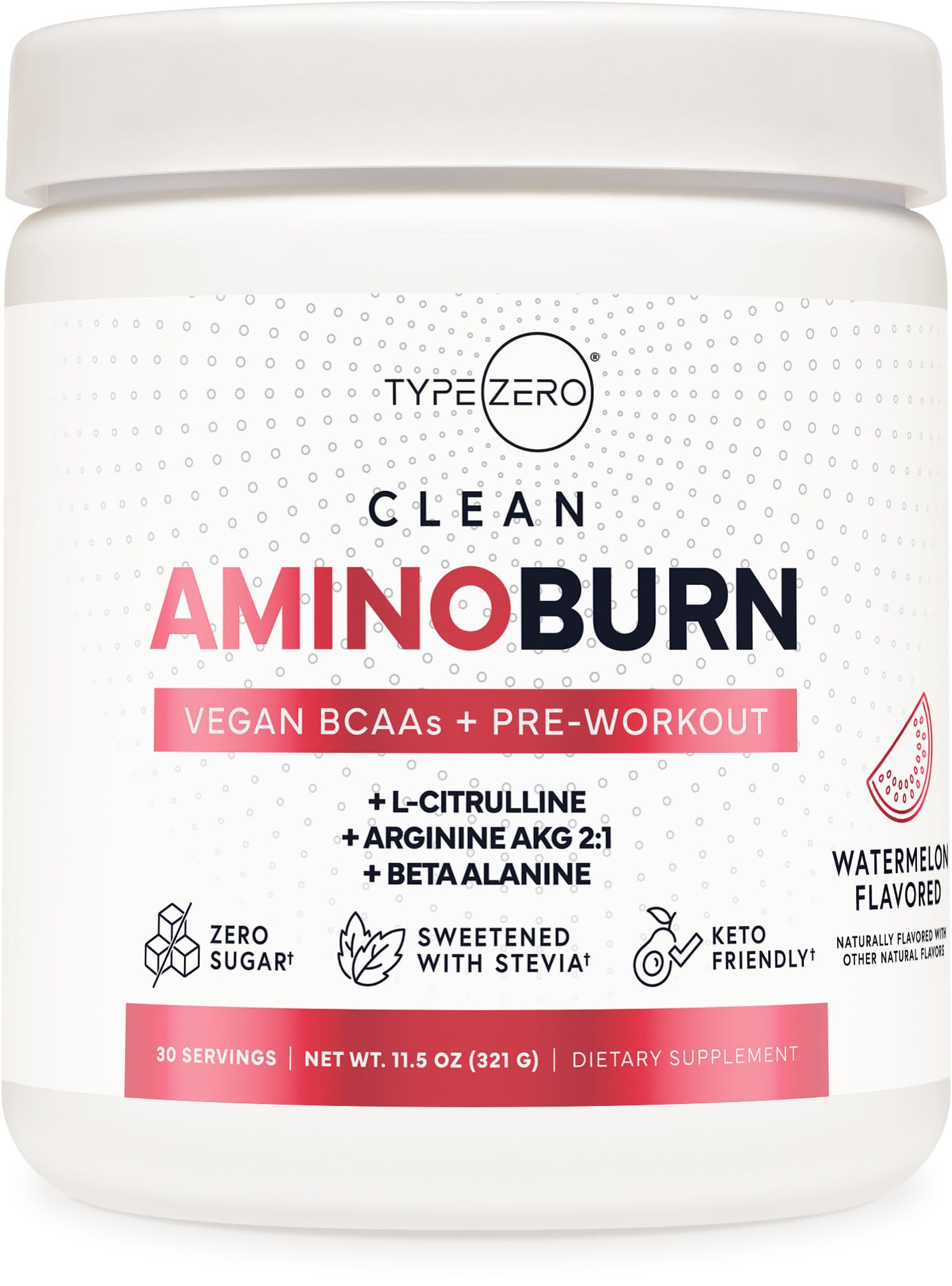 Type Zero AminoBurn (Watermelon Flavored) - Vegan Amino Acids BCAA Drink Sugar-Free Energy Drink Powder & Amino Acids Supplement - Natural Energy Type ZeroBuy Supplements Australia