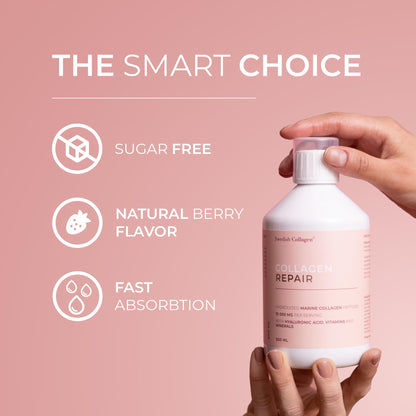 Swedish Collagen Repair | 10,000 mg Hydrolyzed Marine Collagen Liquid Supplement - 500 ml, 20 Day Supply I Hyaluronic Acid, Biotin & Vitamin C for Healthy Hair, Skin, Nails & Joints | Sugar-Free Swedish Collagen buy supplements Au