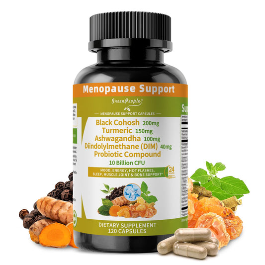 GREENPEOPLE Menopause Supplements for Women - Black Cohosh & Ashwagandha for Hot Flashes, Night Sweats, Mood Swings, Hormonal Balance Support,10 Billion CFU Probiotic - 120 Capsules Vegan Gluten-Free GREENPEOPLEBuy Supplements Australia