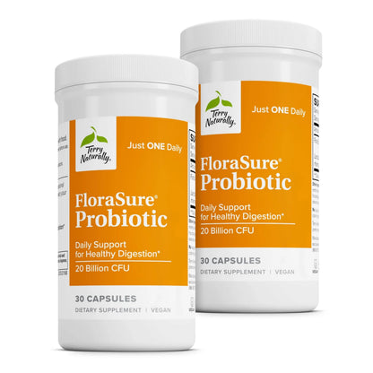 Terry Naturally FloraSure Probiotic - Digestion Supplement to Aid Against Occasional Bloating & Support Gas Relief - Gut Health Support with Bifidobacterium Bifidum - 30 Capsules (Pack of 2) Terry Naturally buy supplements Au