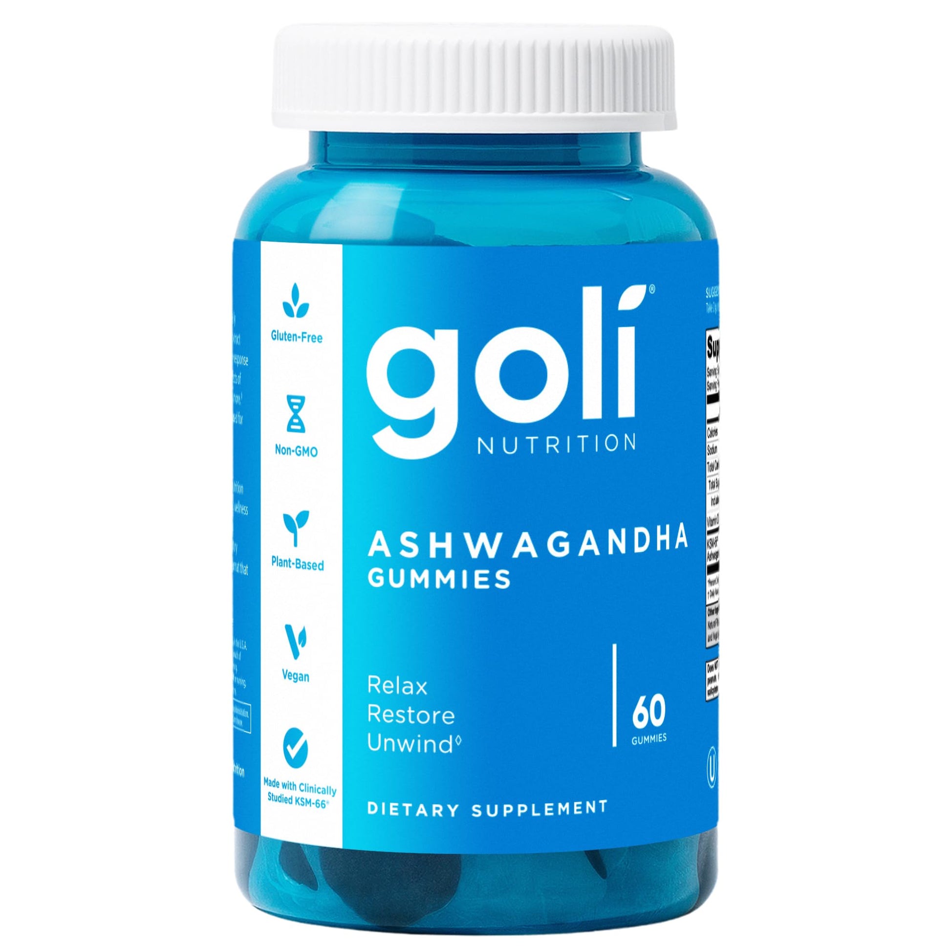 Goli Ashwagandha & Vitamin D Gummy - 60 Count - Mixed Berry, KSM-66, Vegan, Plant Based, Non-GMO, Gluten-Free & Gelatin Free Relax. Restore. Unwind, Pack of 1 GoliBuy Supplements Australia