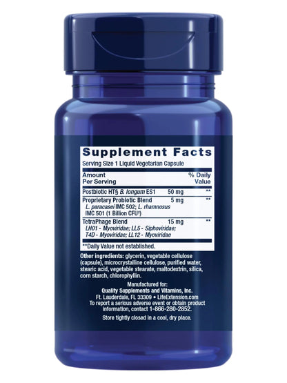 Life Extension FLORASSIST® Probiotic GI with Phage Technology, Digestive Health Supplement, microbiome Balance, Gut Health, Gluten Free, Vegetarian, 30 Capsules Life ExtensionBuy Supplements Australia