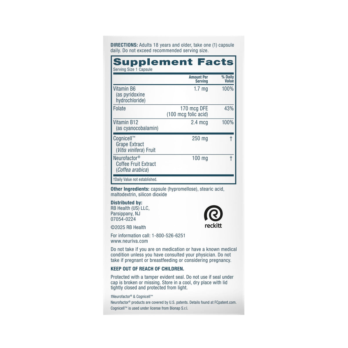 NEURIVA Memory 3D Brain Supplement - Decaffeinated Nootropic Capsules for Memory, Focus, & Cognitive Function - Short Term, Long Term, & Working Memory Support - 50ct NEURIVABuy Supplements Australia