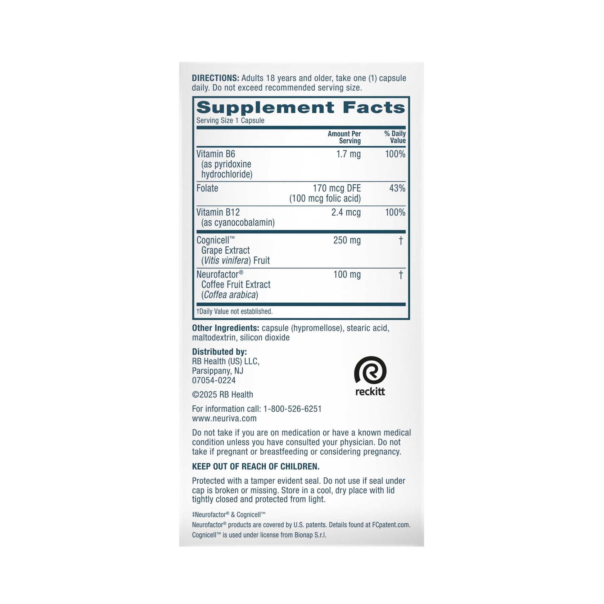NEURIVA Memory 3D Brain Supplement - Decaffeinated Nootropic Capsules for Memory, Focus, & Cognitive Function - Short Term, Long Term, & Working Memory Support - 50ct NEURIVABuy Supplements Australia