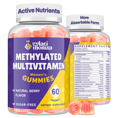Vylarithonixa Methylated Multivitamin Gummies for Women – MTHFR Supplement Contains Methylfolate, Methylated B12, TMG & Vitamins A C E K – Energy, Immune & Skin Support VylarithonixaBuy Supplements Australia