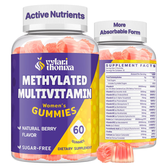 Vylarithonixa Methylated Multivitamin Gummies for Women – MTHFR Supplement Contains Methylfolate, Methylated B12, TMG & Vitamins A C E K – Energy, Immune & Skin Support VylarithonixaBuy Supplements Australia