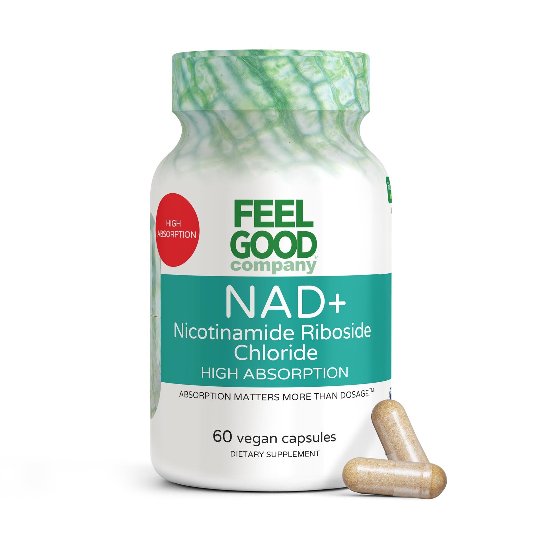Feelgood Company NAD+ Supplement - Anti-Aging & Cellular Energy Support - Supports Energy, Cognitive Function & Cellular Health - 60 Capsules - NAD+ Precursor FeelGood SuperfoodsBuy Supplements Australia