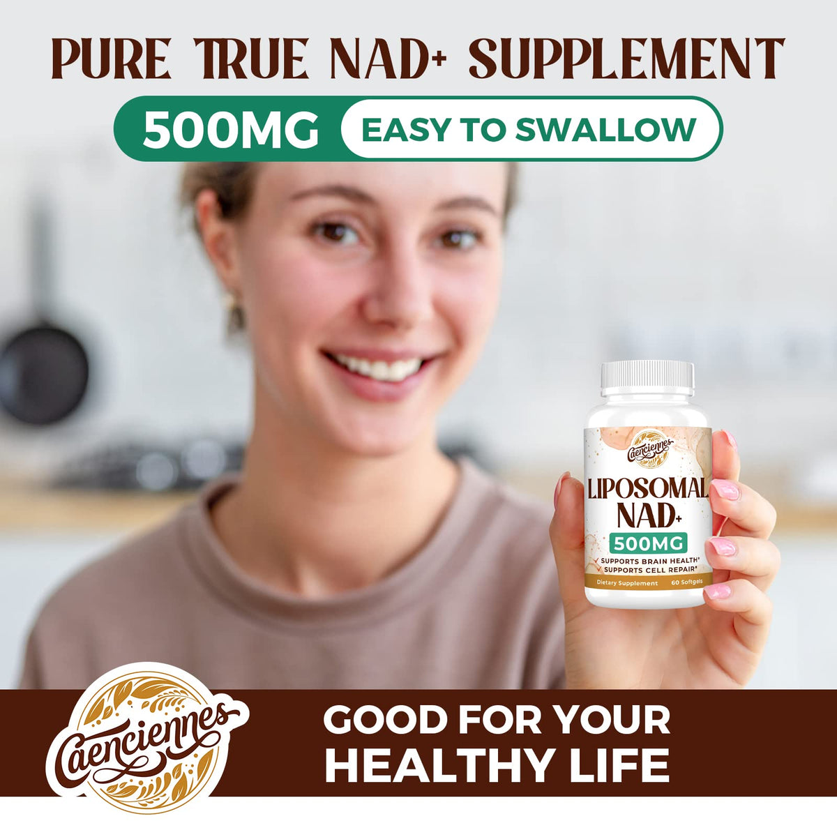Liposomal NAD+ 500 MG Supplement, True NAD Plus Supplement, Superior Absorption, Boost NAD+ More Efficient Than Nicotinamide Riboside for Cellular Energy, Healthy Aging, 120 Serving CaenciennesBuy Supplements Australia