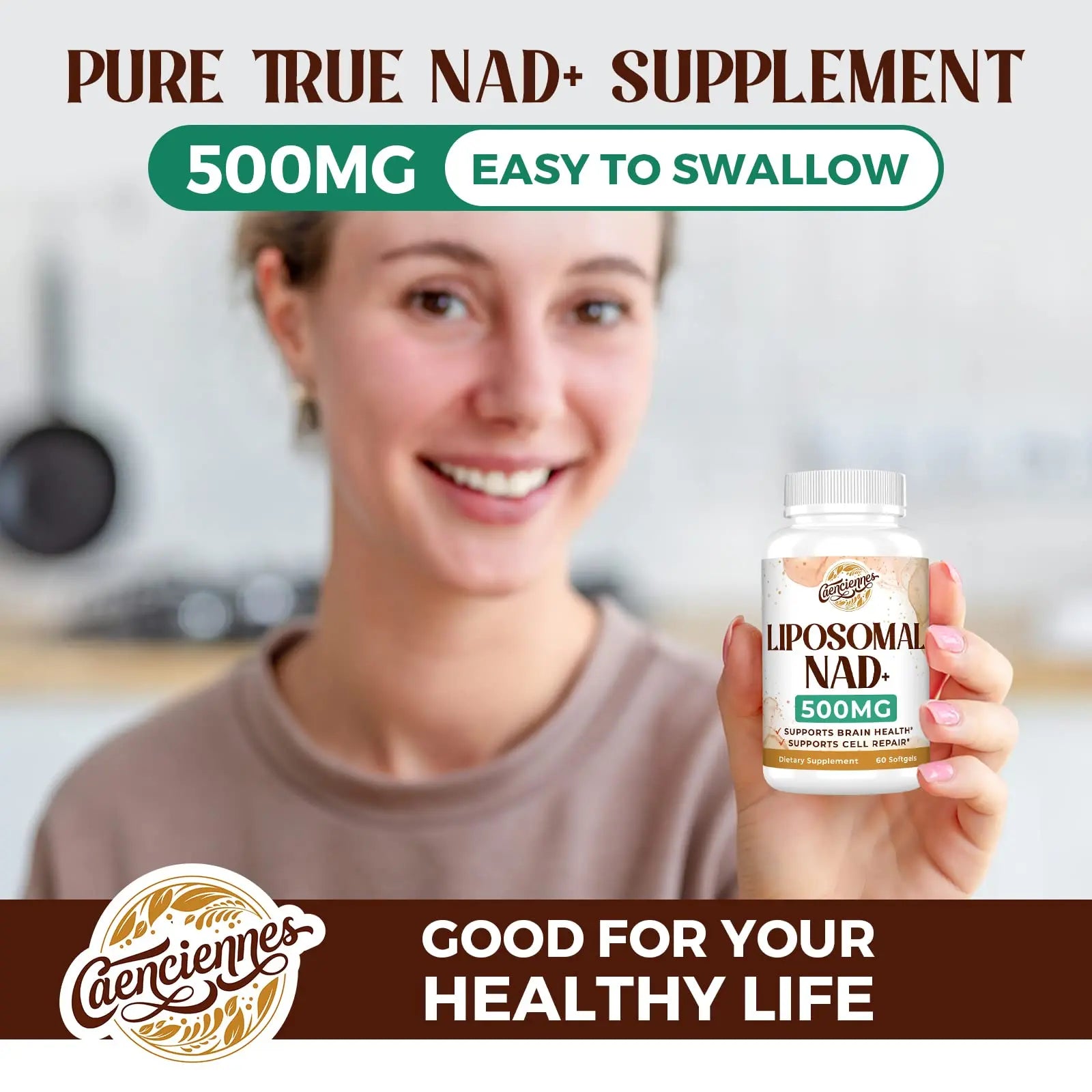 Caenciennes Liposomal NAD+ 500 MG Supplement, True NAD Plus Supplement, Superior Absorption, Boost NAD+ More Efficient Than Nicotinamide Riboside for Cellular Energy, Healthy Aging, 60 Serving CaenciennesBuy Supplements Australia