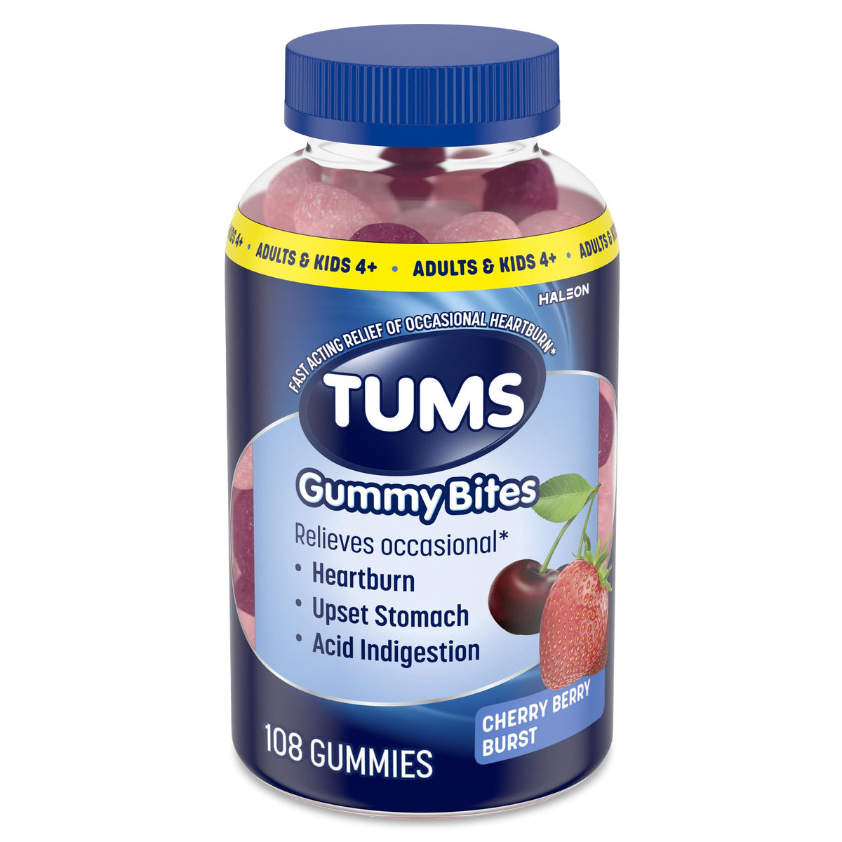 TUMS Gummy Bites Dietary Supplement for Occasional Heartburn Relief, Upset Stomach and Acid Indigestion, Cherry Berry Burst - 108 Count TUMS buy supplements Au