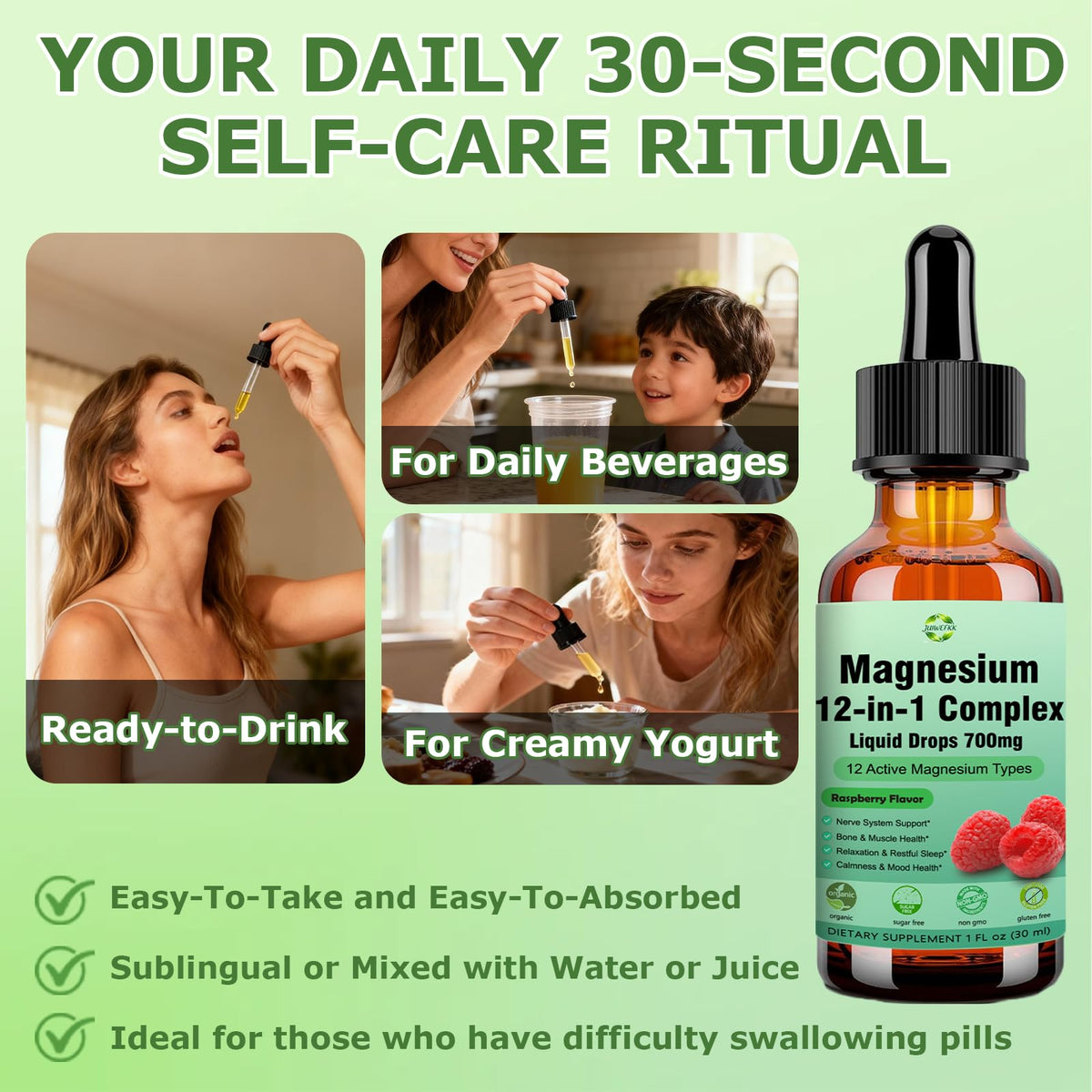 Magnesium 12 in 1 Complex Liquid Drops 700mg, High Absorption Magnesium Glycinate Citrate Malate Taurate & 8 Forms, Magnesium Complex Blend Supplement for Sleep Muscle Nerve Energy Heart Health JUIWEFKK buy supplements Au